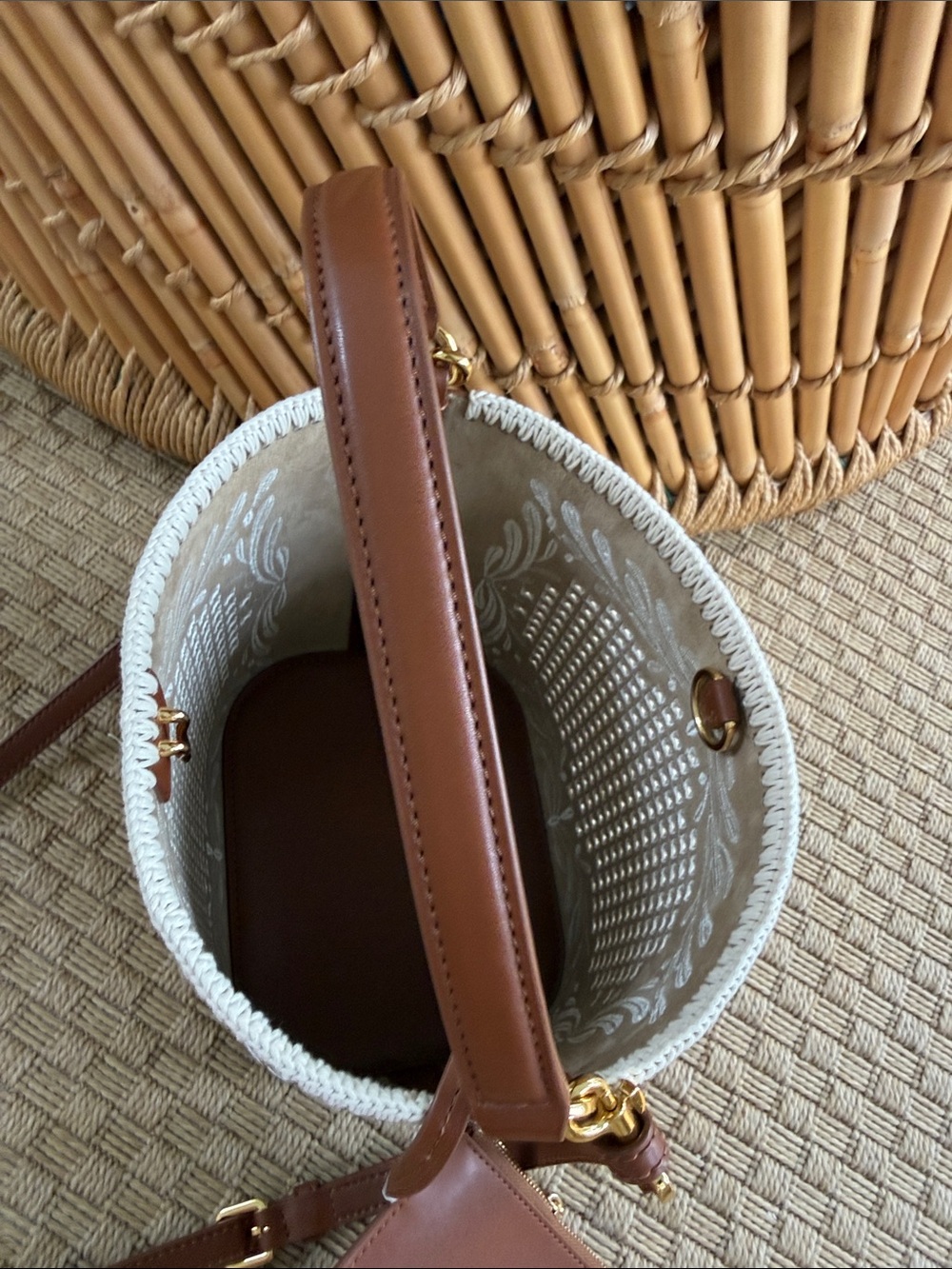 Veronica Beard Small Feed Bag Embroidered Leather - Picture 9 of 9